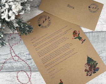Personalised Santa Letter, Vintage Hand Drawn Design, Christmas Eve Box Filler