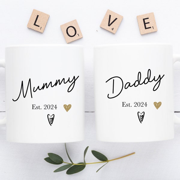 New Mum and Dad Mugs, Mummy and Daddy Mug Set, Mum To Be, Dad To Be, Mug For Parent To Be, Mummy Mug, Daddy Mug, New Parents, Baby Shower