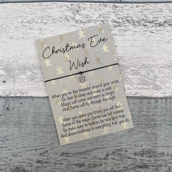 Christmas Eve Wish Bracelet Card, Christmas Eve Box Fillers for