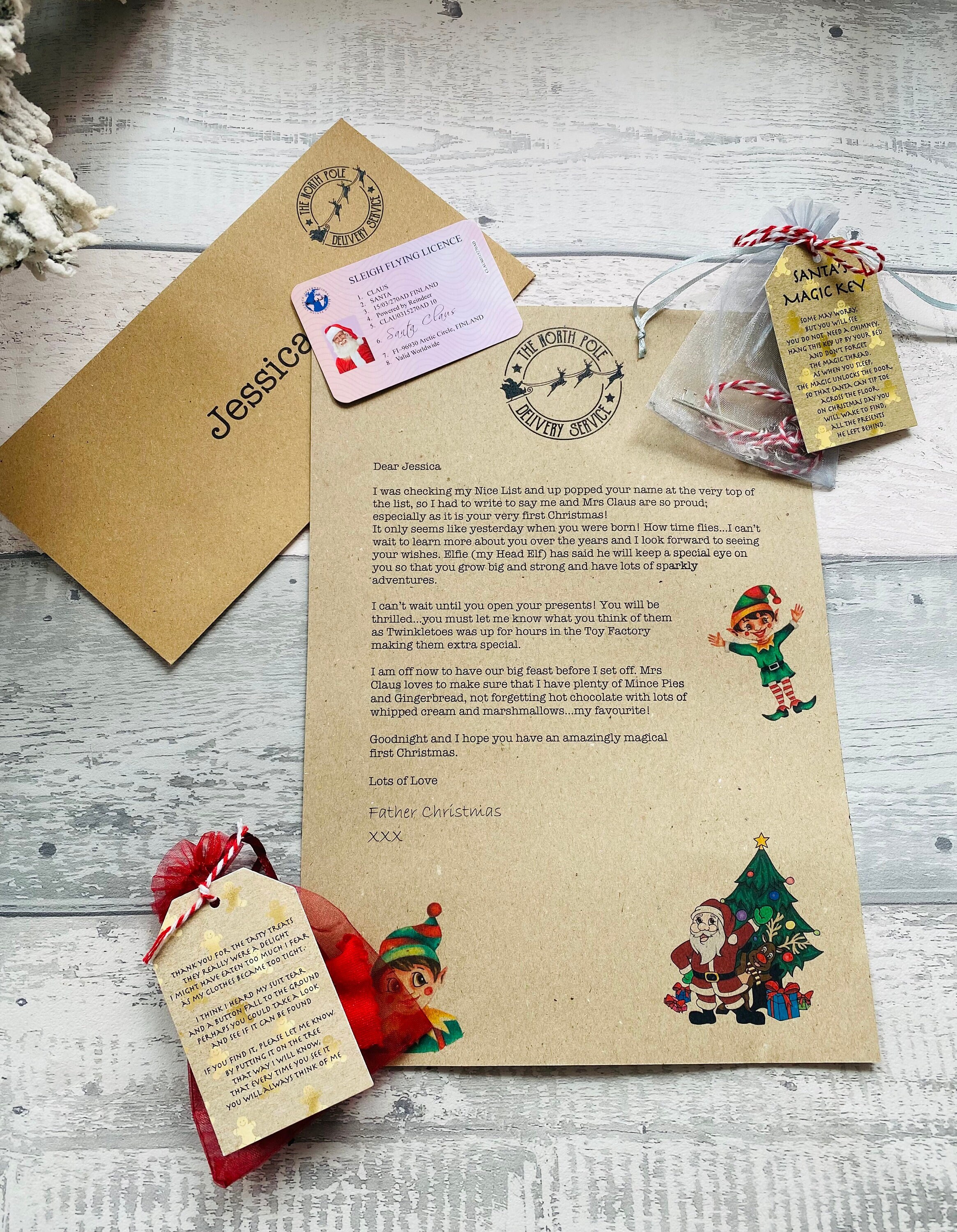 Babys First Christmas Gifts, Christmas Eve Box Fillers, Personalised Letter  From Santa, Lost Driving Licence, Magic Key, Santas Lost Button - Etsy 日本