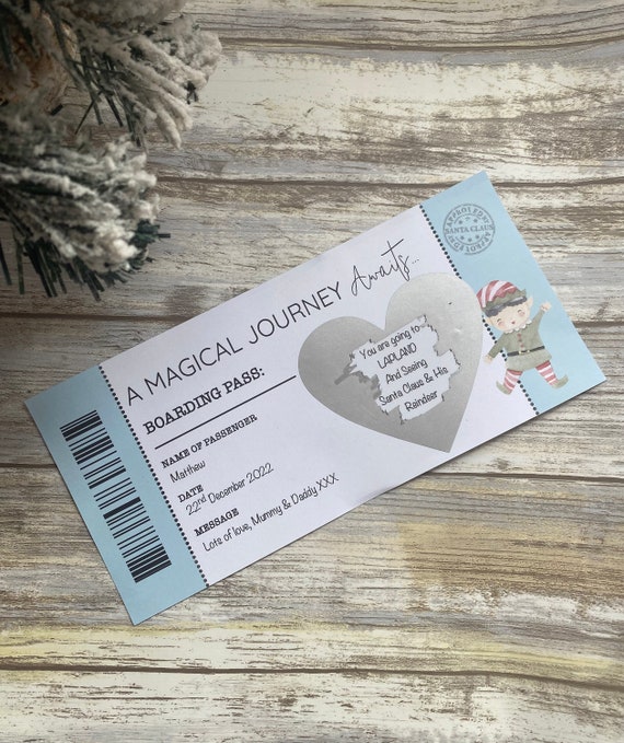 Invite To Lapland, Personalised Lapland Reveal, Surprise Holiday Reveal, Invitation To Lapland, Surprise Boarding Pass, Christmas Scratch