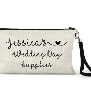 Personalised Wedding Makeup Bag, Wedding Day Supplies, Bride Gifts, Bridesmaid Gifts, Wedding Day Gifts For Bride, Bridal Shower Gifts