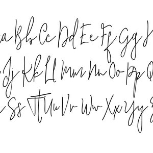 May include: A handwritten alphabet in black ink on a white background. The letters are in a cursive style.
