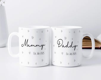 Personalised Mummy and Daddy Mug Set: New Parents Keepsake Gift