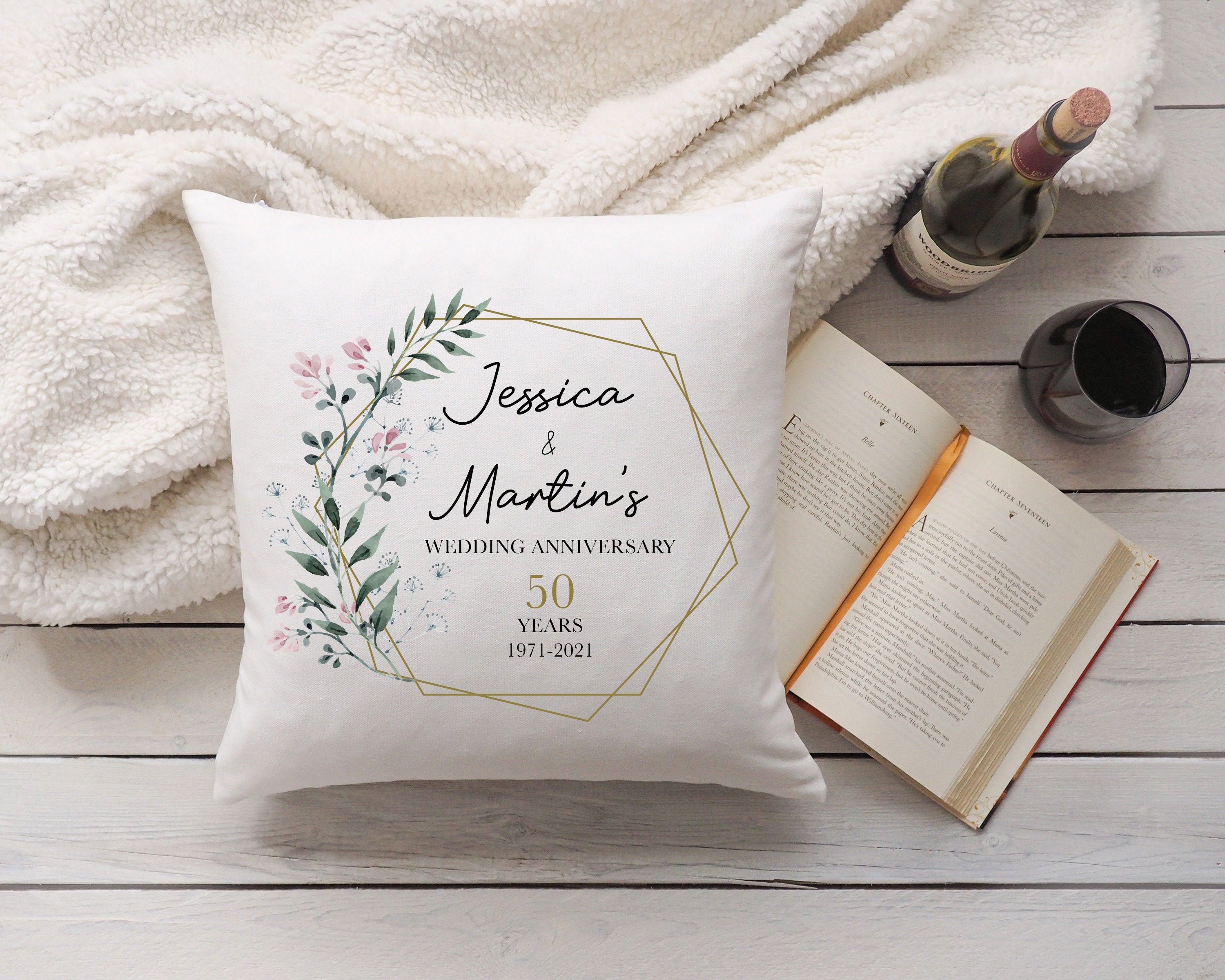 Personalised Cushion Pillow Cover Wedding Anniversary Gift 18x18 Inch Mr and Mrs Gifts for Him and Her 