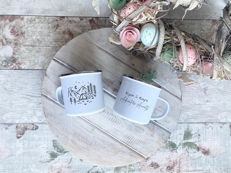 Personalised Camping Mugs, Couple Camping Mug Set, Anniversary Gift For Couples, Couple Mugs, Wedding Gift, Adventure Awaits Gift, Christmas bild 10