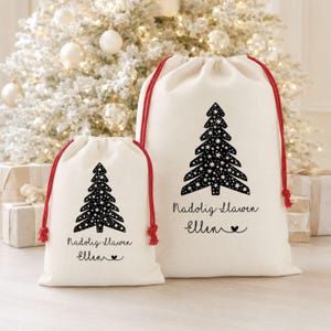Personalised Welsh Christmas Sack, Nadolig Llawen Santa Sack, Custom Name Christmas Gift Bag, Welsh Christmas Gift