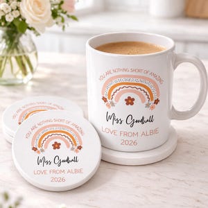 Personalised Teacher Mug, Teacher Gifts, Thank You Gifts, Rainbow Gifts, You Are Nothing Short Of Amazing, Mentor Gift, Friendship Gift