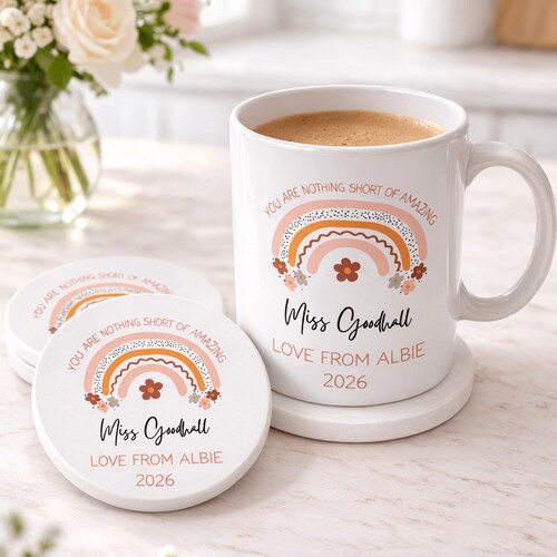 Personalised Teacher Mug, Teacher Gifts, Thank You Gifts, Rainbow Gifts, You Are Nothing Short Of Amazing, Mentor Gift, Friendship Gift