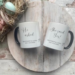 Gifts For Couple Mugs, Personalised Couple Engagement Gifts, She Said Yes, Couple Mugs, Engagement Present For Friends, Engaged Keepsake image 8