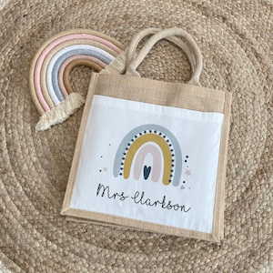 Personalised Teacher Bag, Teacher Gifts, Nursery Teacher Gift, Large Jute Bag, Thank You Gifts, TA Gift, School Leaver Gift, Graduation Gift Small Lunch Bag