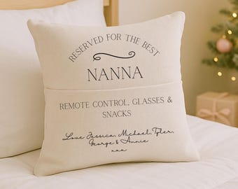 Reserved For Nanna Cushion - Personalised Nanny Gifts - Christmas Pillow - Keepsake From Grandkids