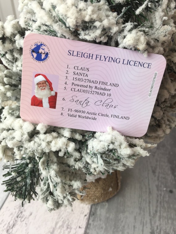 Santa Driving License Santa/'s Sleigh Santa/'s Lost Driving Licence Santa sack Christmas Decorations Christmas Eve Box #1209