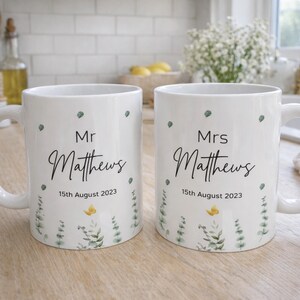 Bride And Groom Mugs, Personalised Mr and Mrs Mug Mugs, Couple Gifts, Anniversary Gift, Wedding Gift For Friends, Eucalyptus Wedding Ideas zdjęcie 8