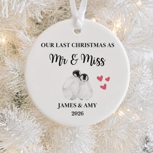 Last Christmas As Mr & Miss, Engaged Couple Christmas Gifts, Couple Gifts, Fiancé Gifts, Christmas Ornament, Christmas Bauble For Couples