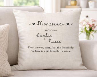 Personalised Auntie & Niece Cushion, Gift for Auntie from Niece, Birthday or Christmas Gift, Missing You Gift, Custom Cushion Keepsake