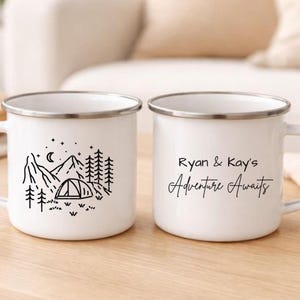 Personalised Camping Mugs, Couple Camping Mug Set, Anniversary Gift For Couples, Couple Mugs, Wedding Gift, Adventure Awaits Gift, Christmas bild 4