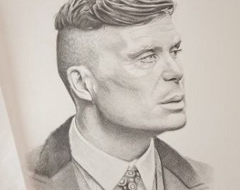 ORIGINAL Peaky Blinders' Tommy Shelby A4 Fan-Art Zeichnung mit Graphitstiften. Cillian Murphy
