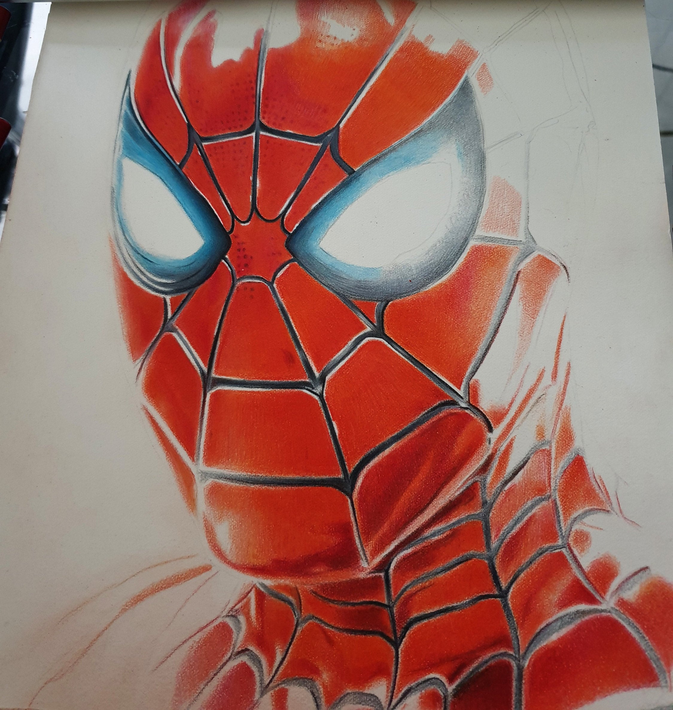 Black suit Spidey quick sketch with posca white paint pen, Pentel pocket  brush and staedtler red pen. : r/comicbookart