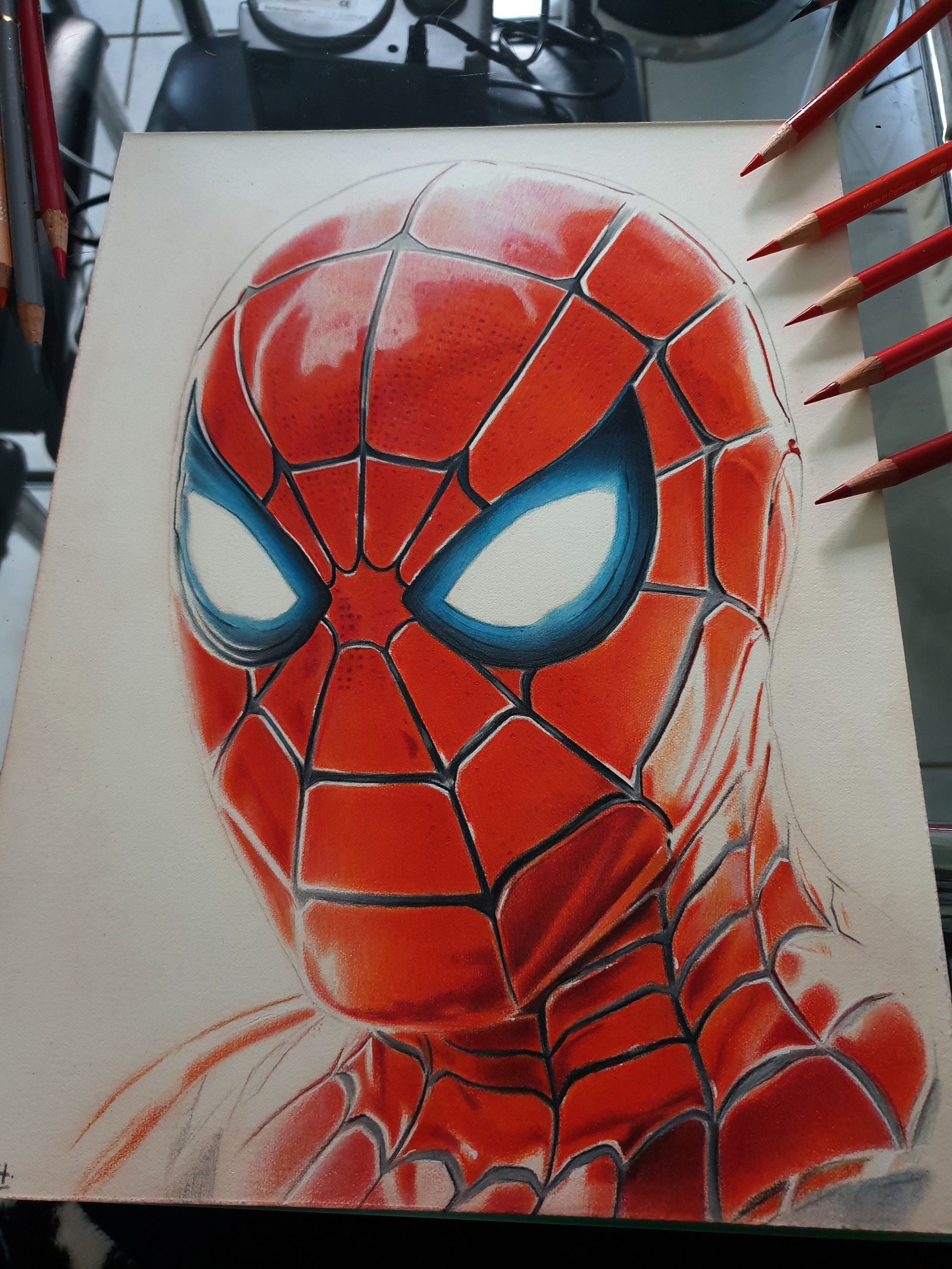 MARVEL Spider-Man Disegno a matita colorata, A4 Original Fan ART -   Italia