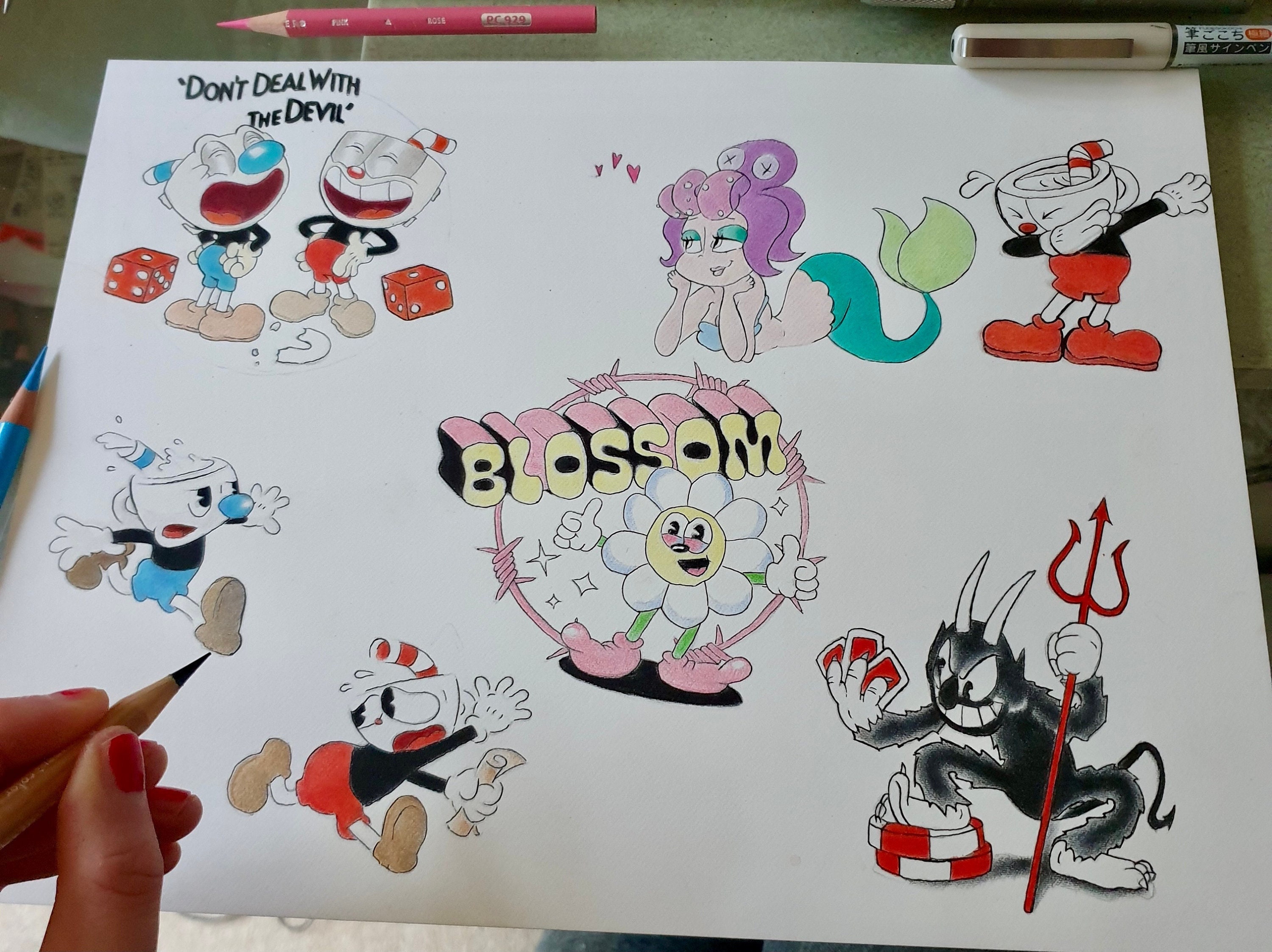 I did a faux-vintage model sheet in honor of the cup! : Cuphead