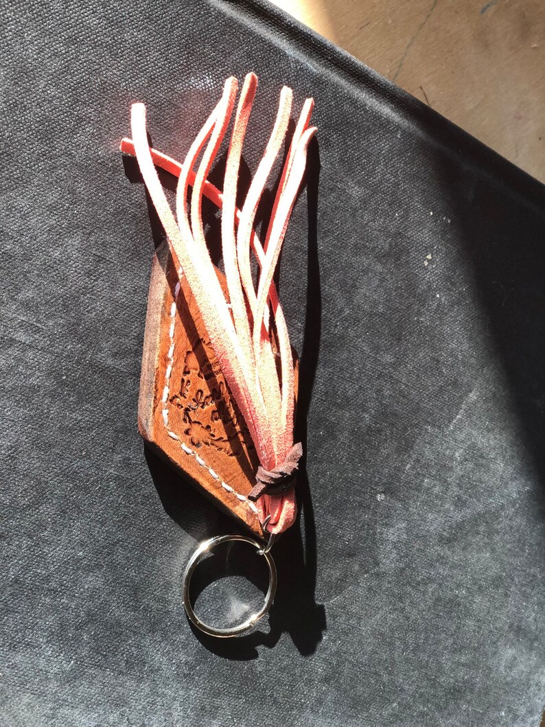 Birthday Gift Gifts for Her Gifts for Him Handmade Gifts under 15 Leather Keyring Cactus Diamond Keychain with Fringe