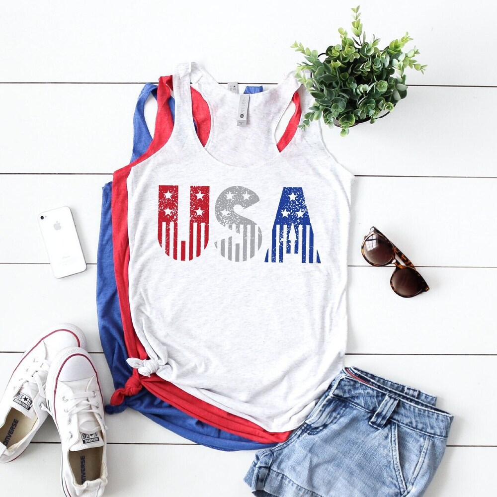 Usa Tank Top Women, July 4Th Tank, 4Th Of July Shirt Women, 4Th Of July Tanks, Patriotic Tank Top, Usa Tank Top, 4Th Of July Outfit, Merica Stylishessentials