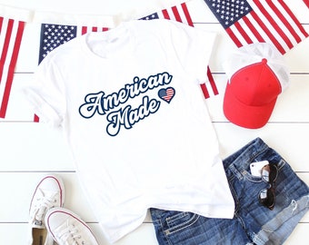 Cute 4th of July Shirt Women, American Made Shirt, USA Shirt, Made in America, July 4th T-shirt, Fourth of July Tee, United States Map Shirt