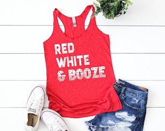 4th of July Tanks, Drinking Tanks, Red White and Booze Tank, 4th of july shirt women, Funny Tanks for Women, Red White and Beer Tank
