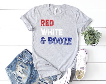 T-shirt del 4 luglio, bianco rosso e alcol, camicia del 4 luglio, camicia del 4 luglio, camicia del 4 luglio, 'Camicia Merica, maglietta da bere, camicia divertente 4th