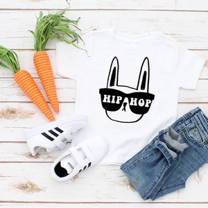 Camisas de Pascua para niños, camisas de Pascua niños pequeños, Hippity Hip Hop bunny, camisa divertida para niños, caza de huevos, regalo de Pascua, aquí para las chicas