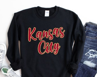 KC Sweatshirt for Women, Kansas City Sweatshirt, Long Sleeve Kansas City Shirts, KC Heart Shirt, Kansas City Gifts, Cute Kansas City Sweater