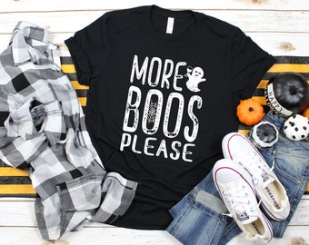 Más Boos Por favor camisa, camiseta de Halloween, camiseta de Halloween, aquí para los boos, camisa de Halloween, camisas divertidas de Halloween para las mujeres bebiendo camisa