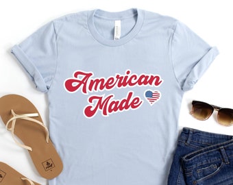 American Flag Shirt, USA Shirt, American Made Shirt, Cute 4th of July Shirt Women, July 4th T-shirt, Fourth of July Tee, Patriotic TShirts