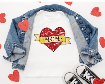 Valentines Day Shirt for Boy, Valentines Day Outfits for Baby Boy, Tattoo Mom Heart Tshirt, Toddler Boys Valentine Shirt for Baby Boy Tees