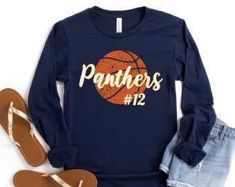 Basketball Shirt, Basketball Mom Shirt, Personalized Basketball Tshirt, Custom Basketball Long Sleeve Tee, Basketball Gift, Team Name Number