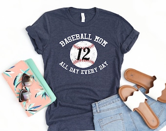 Baseball Mom Shirts, Personalized Baseball Mom Shirt, Team Shirt Baseball, Name Number TShirt, Baseball Shirt for Women, Custom Baseball Tee