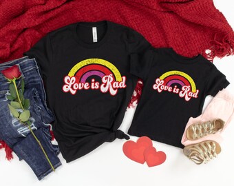 Valentine Mommy and Me Shirts, Matching Shirts, Mother Daughter Tshirts, Mommy and Me Outfits, Girls Valentines Day Tee, Cute Rainbow Shirt