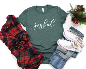 Religious Christmas Shirt, Christmas Shirts for Women, Christmas T Shirt, Womens Thanksgiving T-Shirt, Cute Holiday Shirts, Joyful Tee, Gift