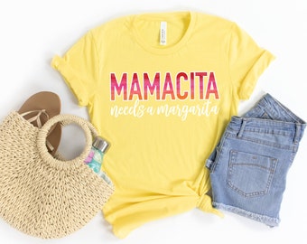 Mamacita necesita una camisa Margarita, Mamacita necesita una Margarita, camisa divertida mamá, camisa de vacaciones, camisa de crucero, camisa de beber, camisetas de viaje para niñas