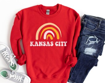 Kansas City Rainbow Sweatshirt Women, KC Sweatshirts, Cute Kansas City Shirts, Kansas City Sweater, Long Sleeve Kansas City Shirt, KC Tees