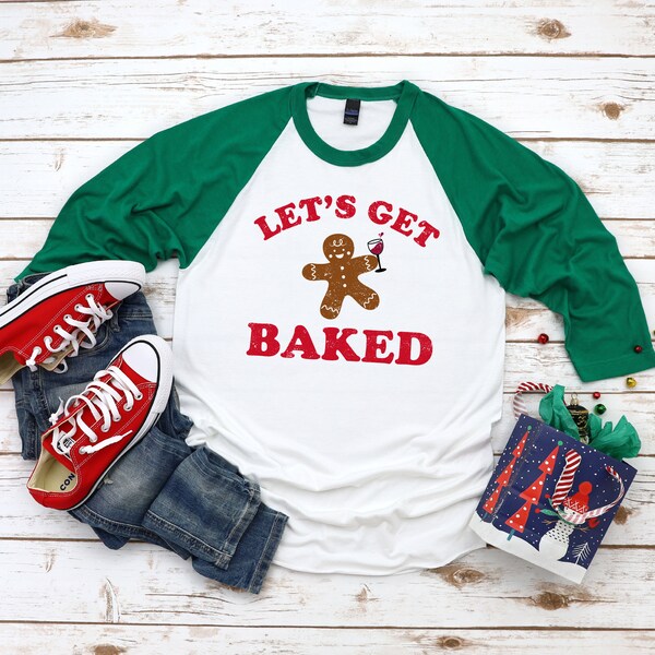 Grappige kerst shirts voor vrouwen, leuke herfst TShirts, grappige vakantie shirt, let's get gebakken shirt, womens lelijke trui, leuke bakploeg T-shirts