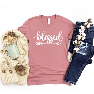 Blessed Shirt, Fall Shirts for Women, Thanksgiving T Shirt, Teacher Graphic Tees, Cute Fall Clothing, Shirts with Sayings, Gift for Mom