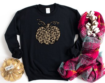 Leopard Pumpkin Sweatshirt, Cheetah Pumpkin Sweater, Thanksgiving Sweatshirt Vrouwen, Cute Fall Shirts, Halloween Truien, Fall Sweatshirts