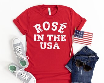 Rose in the USA Shirt, 4 luglio Camicia Donna, 4 luglio Camicia Donne, Divertente 4 luglio Tee, Wine TShirt, 4 luglio T-Shirt, Merica, USA Tee