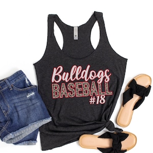 Baseball Tank Top, Baseball Mom Tank, Custom Baseball Shirts for Women, Personalized Baseball Tank, Baseball Sweatshirt, Leopard Baseball