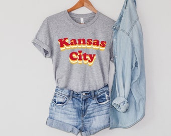 Kansas City Shirt, KC Shirt, Kansas City Tshirt, Womens Kansas City Tee, Retro Kansas City Shirts, Kansas City Clothing, KC Heart Sweatshirt