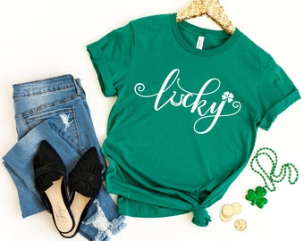 St Patricks Day Camisa Mujeres, Mujeres St. Patricks Day Outfit, Lucky TShirt, Kiss Me Im Irish, Shamrock T Camisas, Aquí a Paddy, Lucky Tees