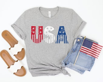 Camiseta dos EUA, camisa feminina de 4 de julho, camiseta de 4 de julho, camiseta de 4 de julho, camisa Merica, vermelho branco azul, camisa com bandeira americana, camiseta do Memorial Day