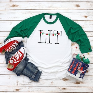 Funny Christmas Shirt, Christmas TShirts, Funny Holiday Shirt, Lit t-shirt, Womens Mens Ugly Sweater, Let&#39;s Get Lit Shirt, Christmas Tees